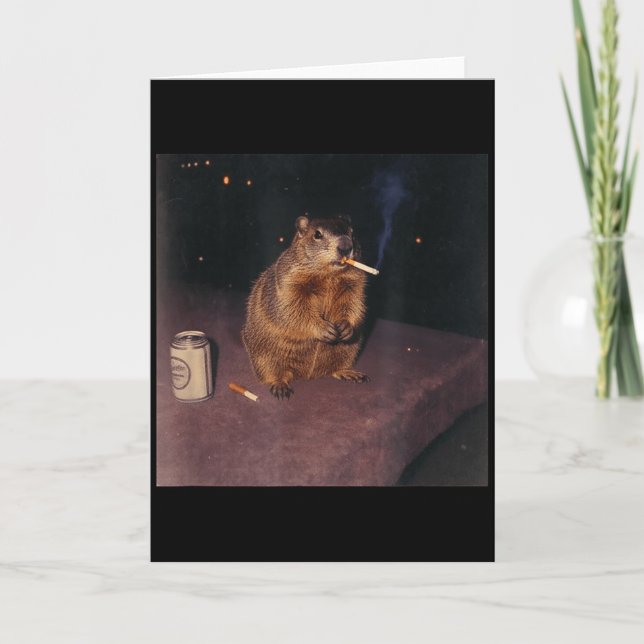 Funny Smoking Groundhog Cigarette Gen Z Retro Meme Karte (Vorderseite)