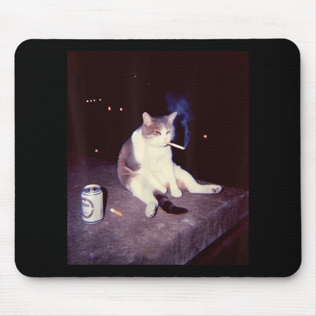 Funny Smoking Meme Cigarette Kitten Brainrot Alber Mousepad (Vorne)