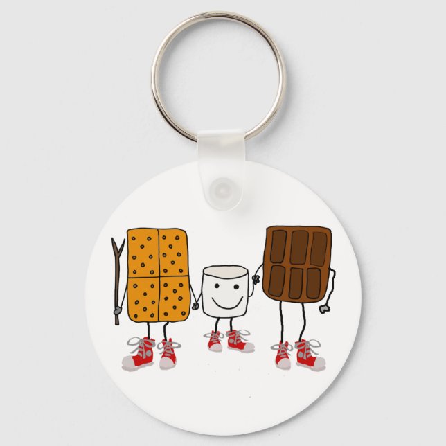 Funny Smores Characters Cartoon Schlüsselanhänger (Vorderseite)