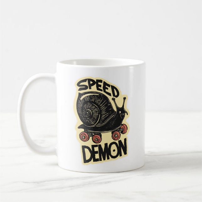 Funny Snail on Skateboard – Speed Demon Kaffeetasse (Links)
