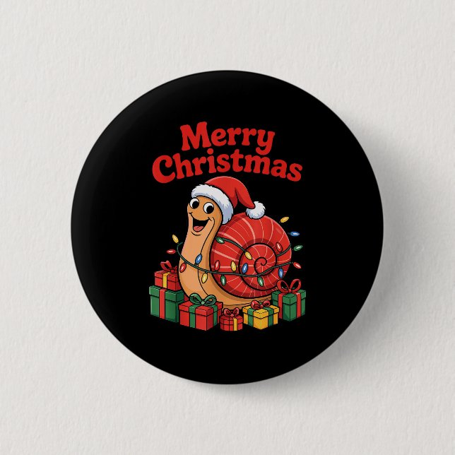 Funny Snail Santa Hat Animals Lovers Ugly Christma Button (Vorderseite)