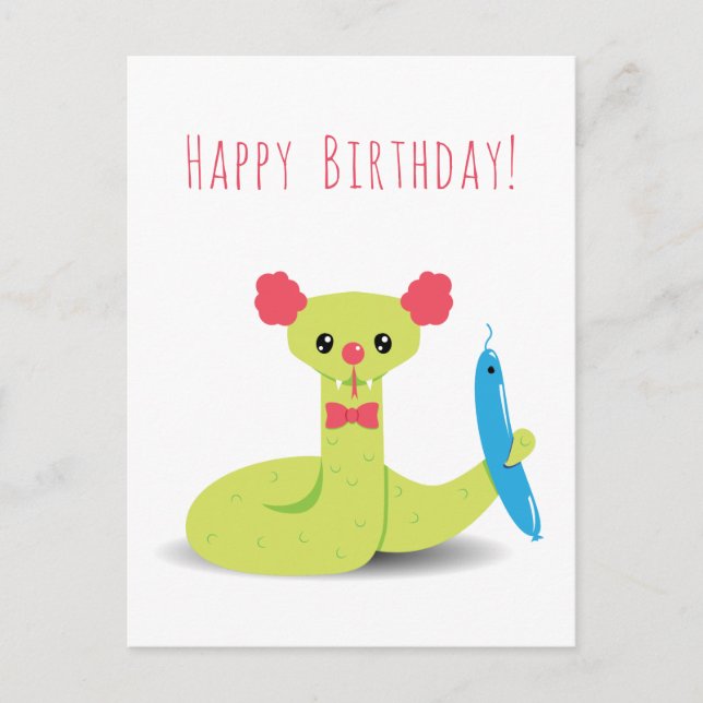 Funny Snake Clown Happy Birthday Postcard Postkarte (Vorderseite)