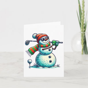 Funny Snoman Playing Golf Ball Weihnachts Golf Lie Karte