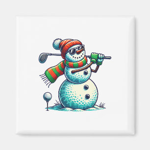 Funny Snoman Playing Golf Ball Weihnachts Golf Lie Magnet