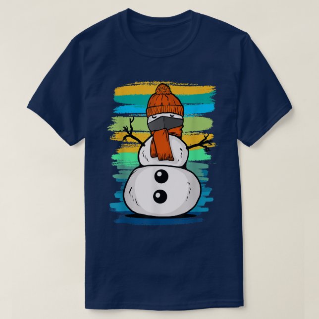 Funny Snow Man with Mask  T-Shirt (Design vorne)