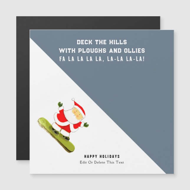 Funny Snowboarding Christmas Cards Magneteinladung (Vorne/Hinten)