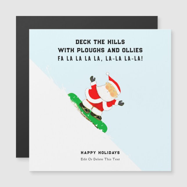 Funny Snowboarding Christmas Holiday Cards Magnetkarte (Vorne/Hinten)
