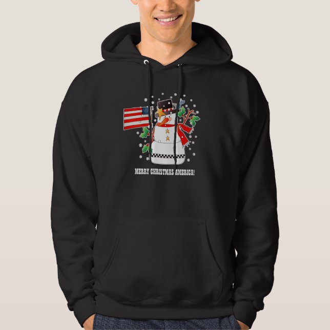 Funny Snowman avec le drapeau américain Sweat - sh (Devant)