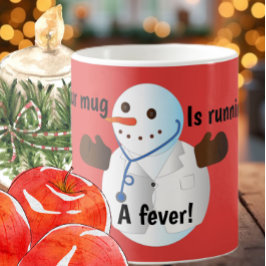 Funny Snowman Doktor niedliches Winterkakafieber Kaffeetasse