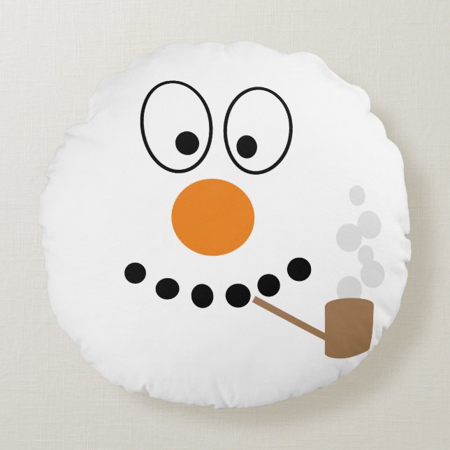 Funny Snowman Face Cartoon Weihnachten Rundes Kissen (Vorderseite)