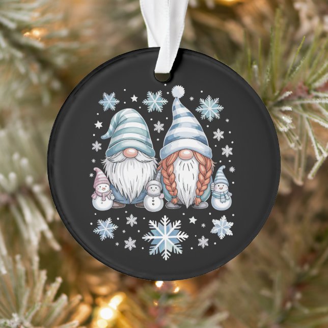 Funny Snowman Gnomos mit Schneeflocken Niedlicher  Ornament (Baum)