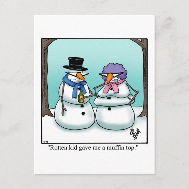 Funny Snowman Humour Carte postale (Devant)
