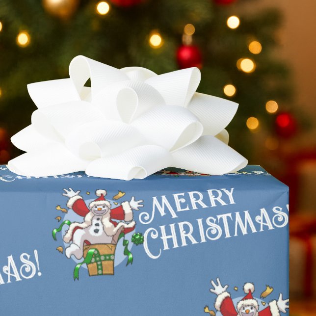 Funny Snowman Merry Christmas Surprise Cartoon Geschenkpapier (Von Creator hochgeladen)