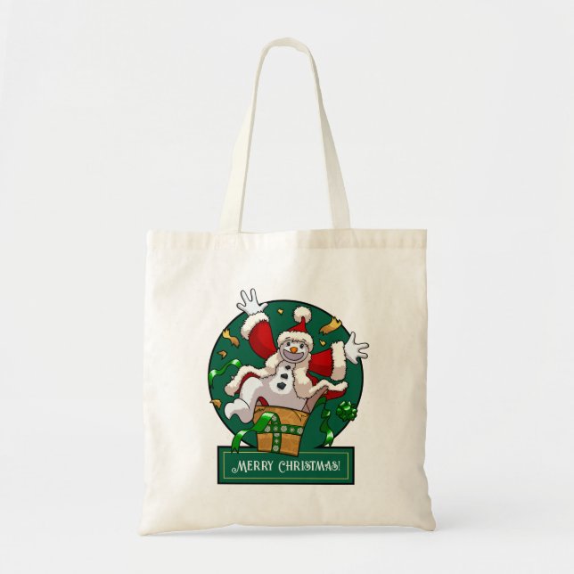 Funny Snowman Merry Christmas Surprise Cartoon Tragetasche (Vorne)