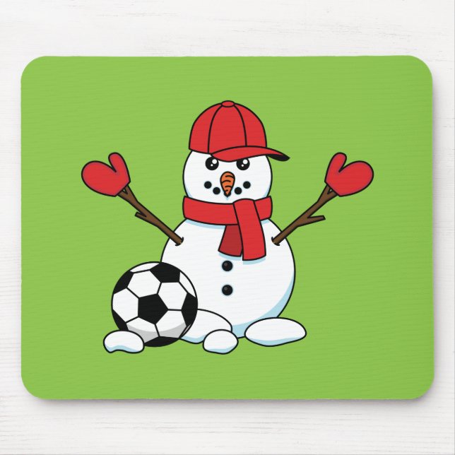 Funny Snowman mit Fußball Mousepad (Vorne)