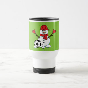 Funny Snowman mit Fußball Reisebecher