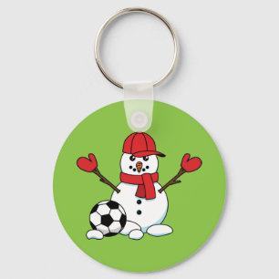 Funny Snowman mit Fußball Schlüsselanhänger