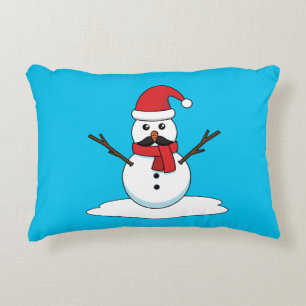 Funny Snowman mit Mustache und Carrot Dekokissen