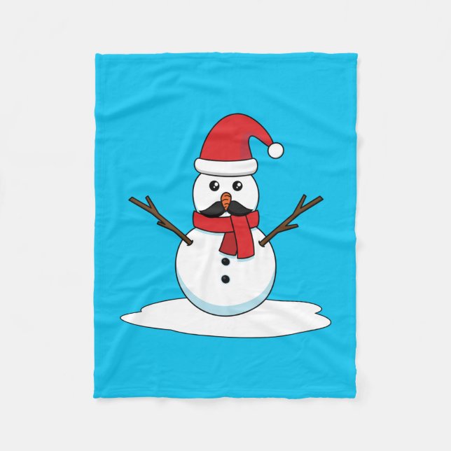 Funny Snowman mit Mustache und Carrot Fleecedecke (Vorderseite)