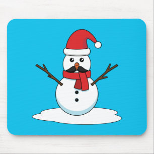Funny Snowman mit Mustache und Carrot Mousepad