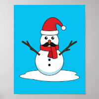 Funny Snowman mit Mustache und Carrot