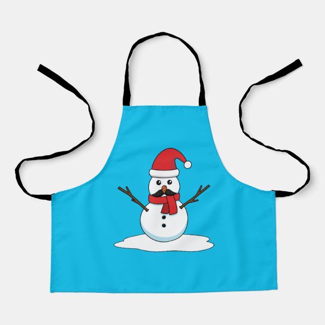 Funny Snowman mit Mustache und Carrot Schürze (Vorderseite)