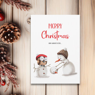 Funny Snowman Owl Frohe Weihnachten