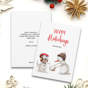 Funny Snowman Owl Happy Holidays Feiertagskarte