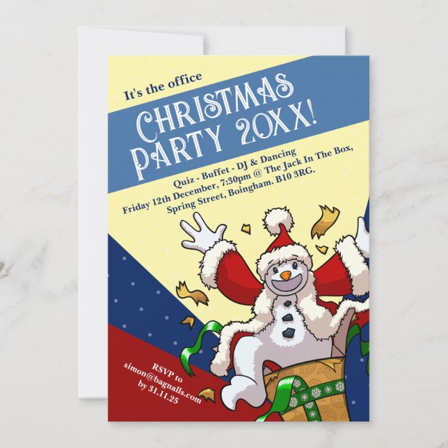 Funny Snowman Santa Christmas Party Add The Year  Einladung (Vorderseite)
