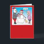 Funny Snowman Showoff Christmas Card Feiertagskarte<br><div class="desc">This funny cartoon Christmas card feature a guy who uses some of the magic of the holiday season to building a unique snowman, leaving his cute dog amazed and his wife not amused. Thank you for choosing this original design by © Chuck Ingwersen. I'm an independent artist, and I post...</div>