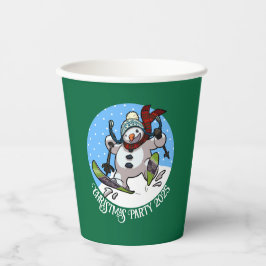 Funny Snowman Skifahren Weihnachts-Party Jahr Cart Pappbecher