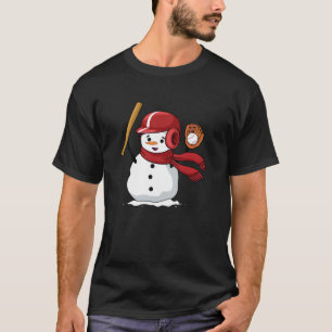 Funny Snowman spielt Baseball T-Shirt