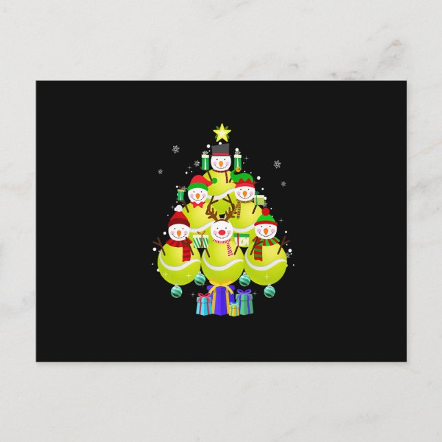 Funny Snowman Tennis Weihnachtsbaum Ornamente Jung Postkarte (Vorderseite)