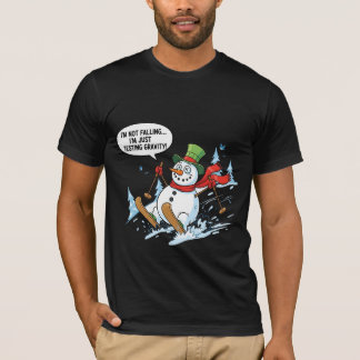 Funny Snowman Testing Gravity – Winter Ski Joke T-Shirt