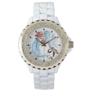 FUNNY SNOWMAN UND PENGUIN'S WINTER SERENADE ARMBANDUHR