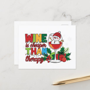 Funny Snowman Weihnachtswein Feiertagspostkarte