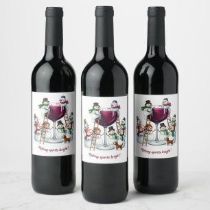Funny Snowman Wein macht Spirituosen hell Weinetikett