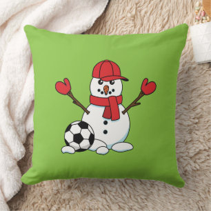 Funny Snowman with Soccer Ball Kissen