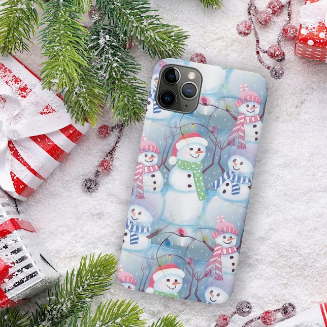 Funny Snowmen Weihnachtsbaum String Lights Muster Case-Mate iPhone Hülle (Von Creator hochgeladen)