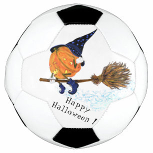 Funny Soccer Ball Halloween Hexenkürbis Flying