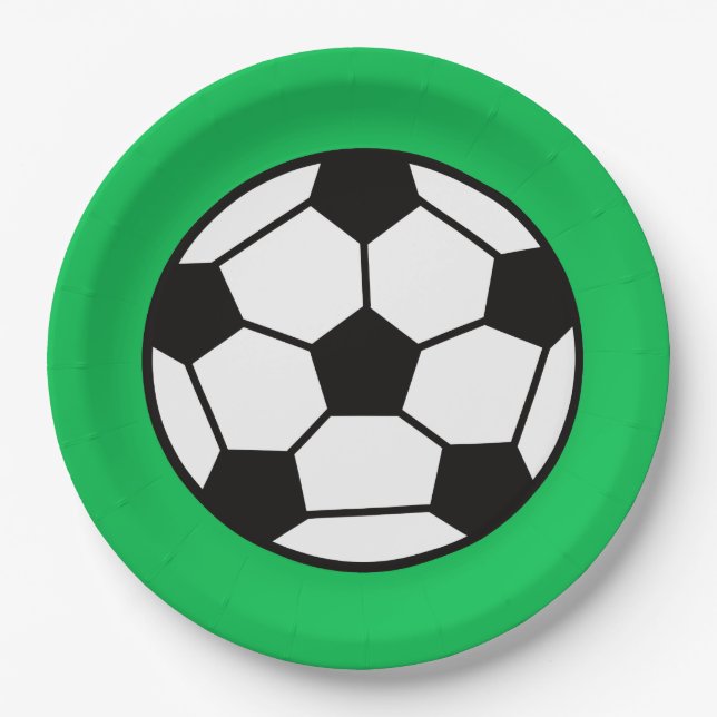 Funny Soccer Ball im grünen Hintergrund Pappteller (Vorderseite)