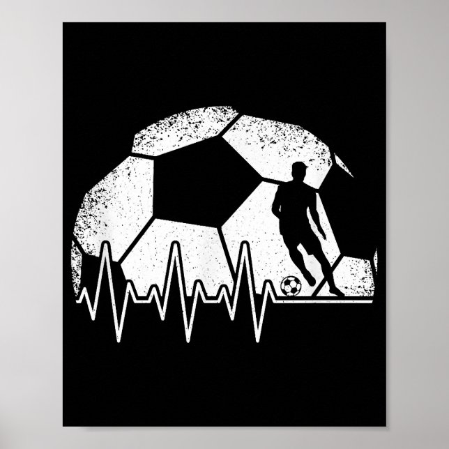 Funny Soccer Heartbeat Soccer Player Poster (Vorne)