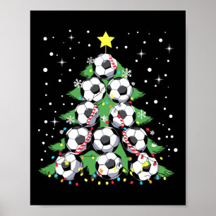 Funny Soccer Player Xmas Lights Fußball Weihnachte Poster