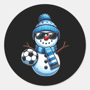 Funny Soccer Snowman Wintersportliebhaber Christma Runder Aufkleber