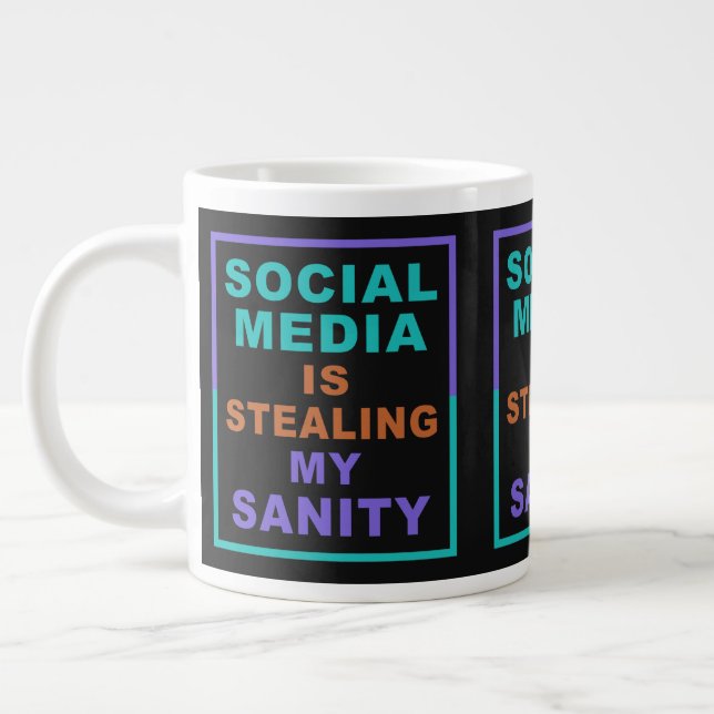 Funny "Social Media" Jumbo-Tasse (Links)
