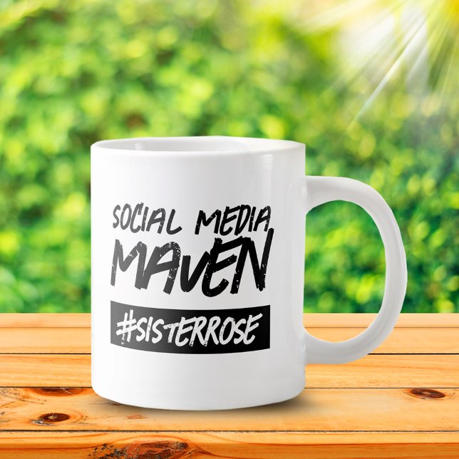 Funny Social Media Maven Hashtag Name Jumbo-Tasse (Funny Social Media Maven #Name Jumbo Coffee Mug Cover Photo.)