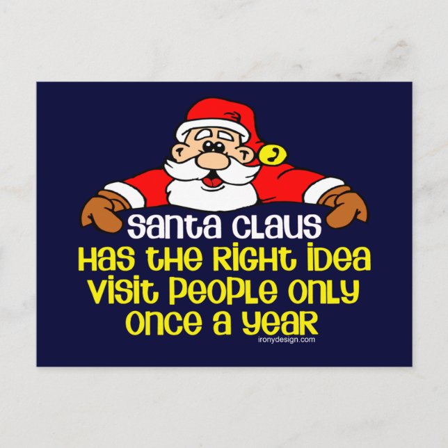 Funny Social Santa Feiertagspostkarte (Vorderseite)