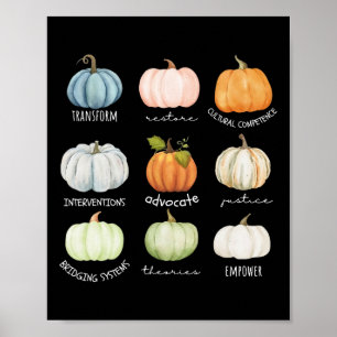Funny Social Worker Halloween Fall Pumpkin Thanksg Poster