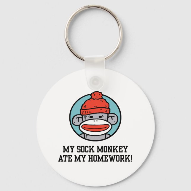 Funny Sock Monkey Schlüsselanhänger (Vorderseite)