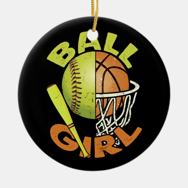 Funny Softball Basketball Keramik Ornament (Vorne)
